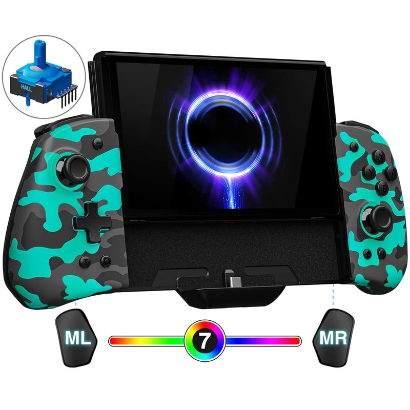 FUNLAB Switch Handheld Controller for Nintendo/OLED Joycons Customizable Switch Controller, Luminous Ergonomic Controls Camo, Switch Joypad Replacement with Adjustable Color, Turbo, Mapping - Image 1